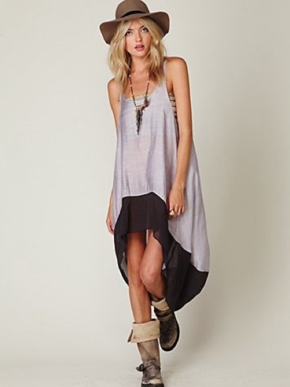 Free People | Sheer Sleeveless Color block Lo Hi Tank dress, XS